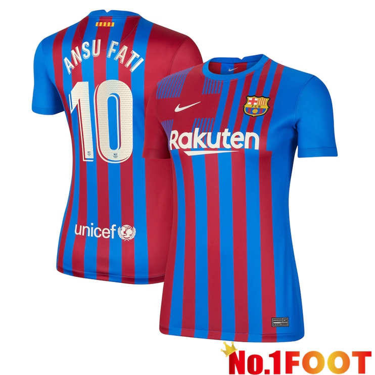 FC Barcelona (ANSU FATI 10) Womens Home Jersey Red/Blue 2021/2022