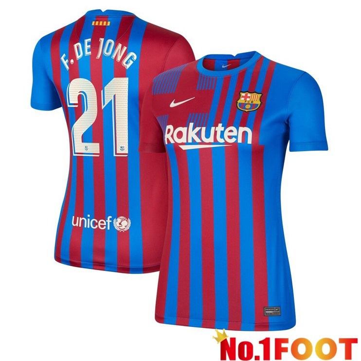 FC Barcelona (F. De Jong 21) Womens Home Jersey Red/Blue 2021/2022