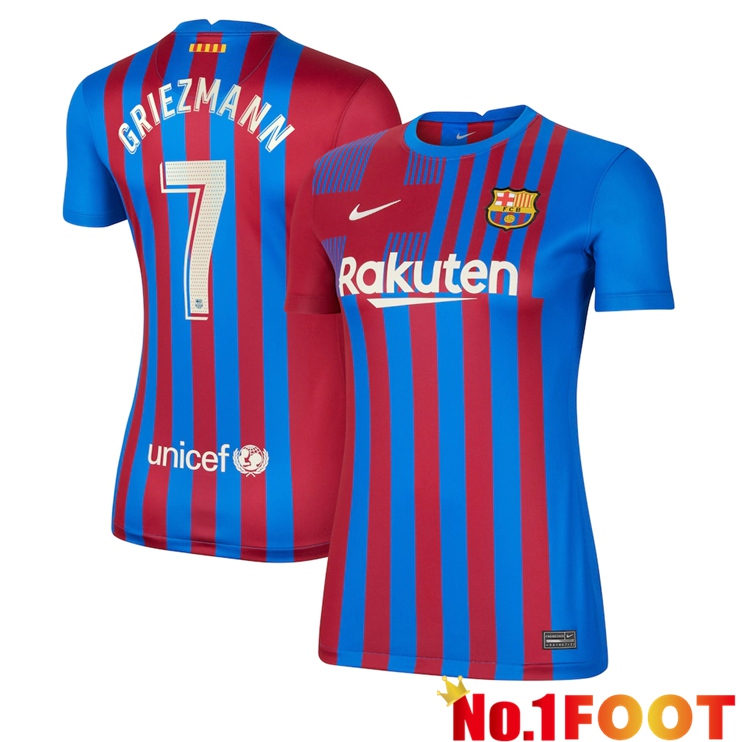 FC Barcelona (Griezmann 7) Womens Home Jersey Red/Blue 2021/2022