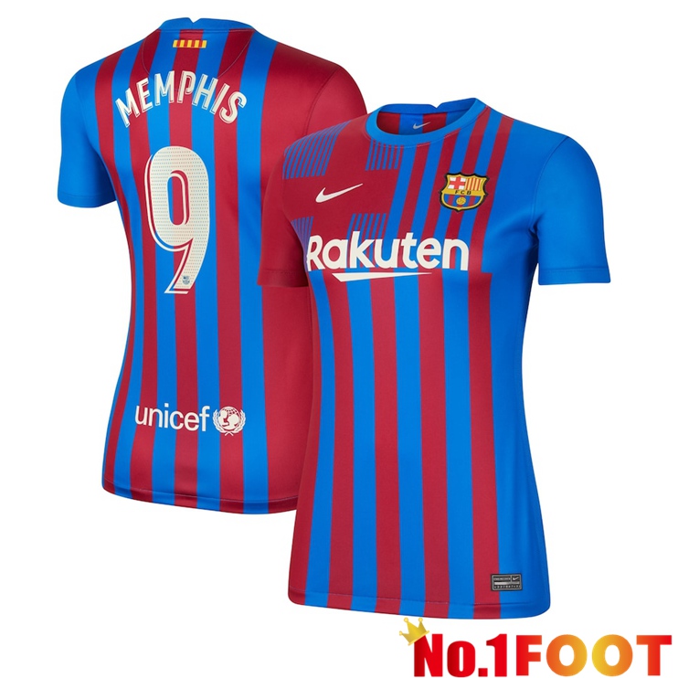 FC Barcelona (MEMPHIS 9) Womens Home Jersey Red/Blue 2021/2022