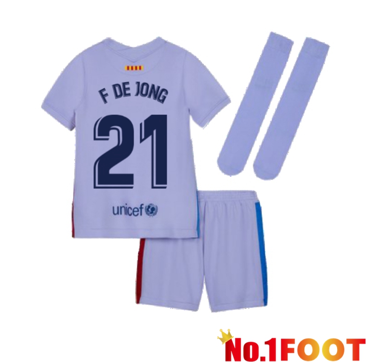 FC Barcelona (F. De Jong 21) Kids Away Jersey Purple 2021/2022