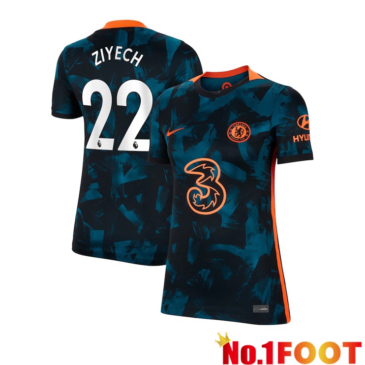 FC Chelsea (ZIYECH 22) Womens Third Jersey Green/Black 2021/2022