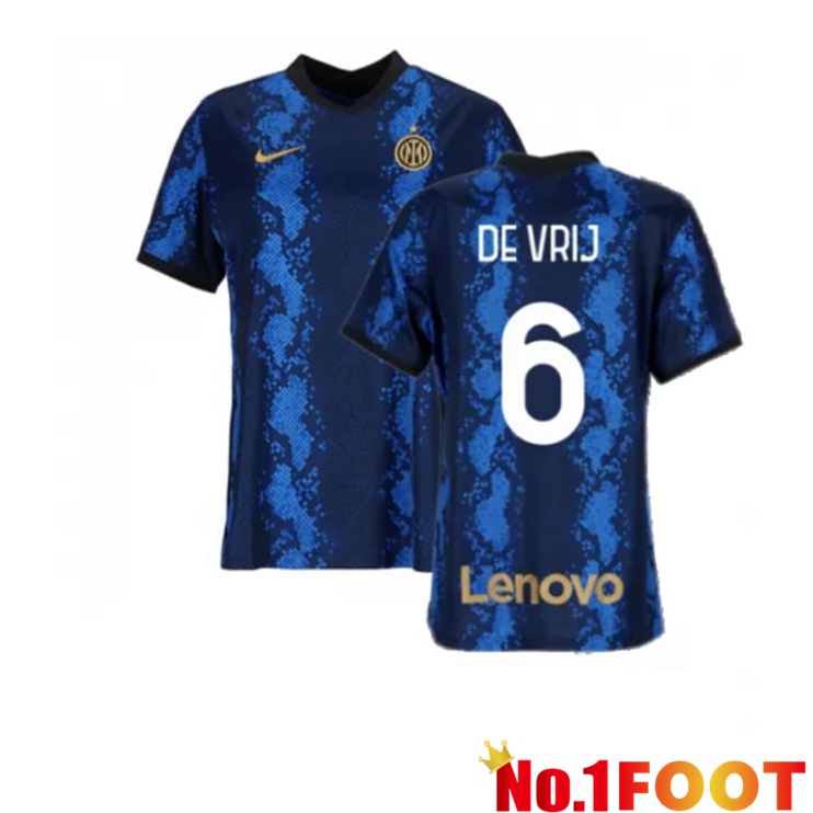 Inter Milan（DE VRIJ 6）Womens Home Jersey Blue 2021/2022