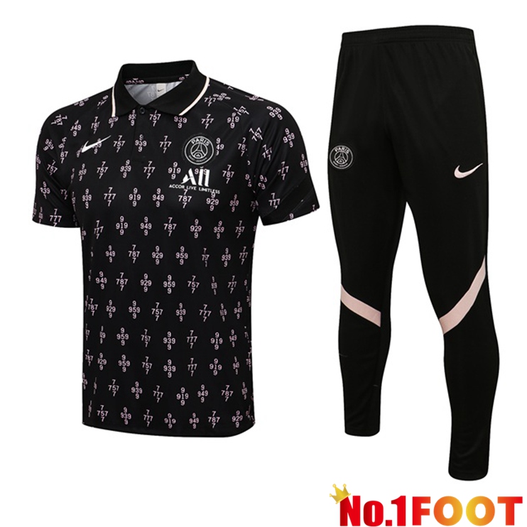 Paris PSG Polo Shirt + Pants Black 2021/2022