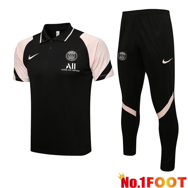 Paris PSG Polo Shirt + Pants Black Rose 2021/2022