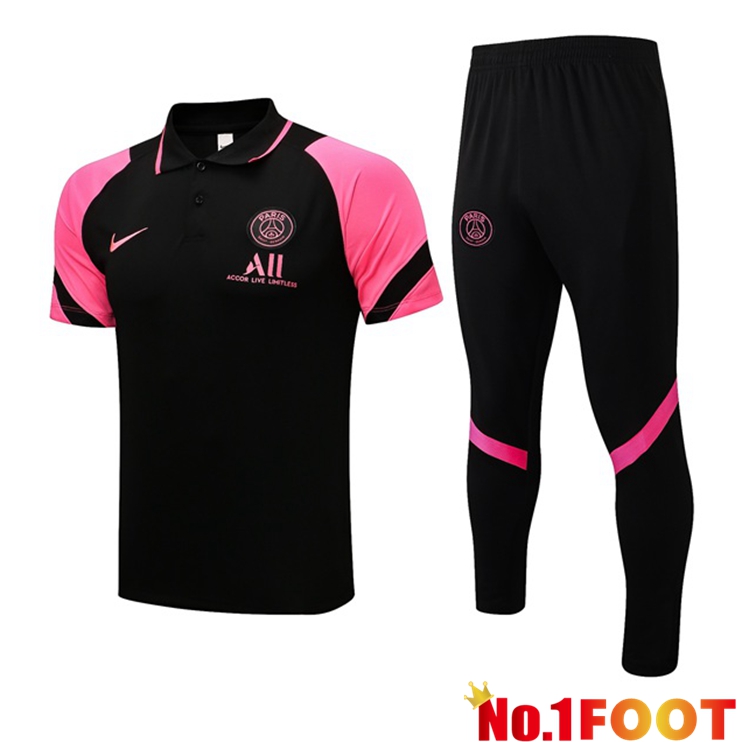 Paris PSG Polo Shirt + Pants Black Rose 2021/2022