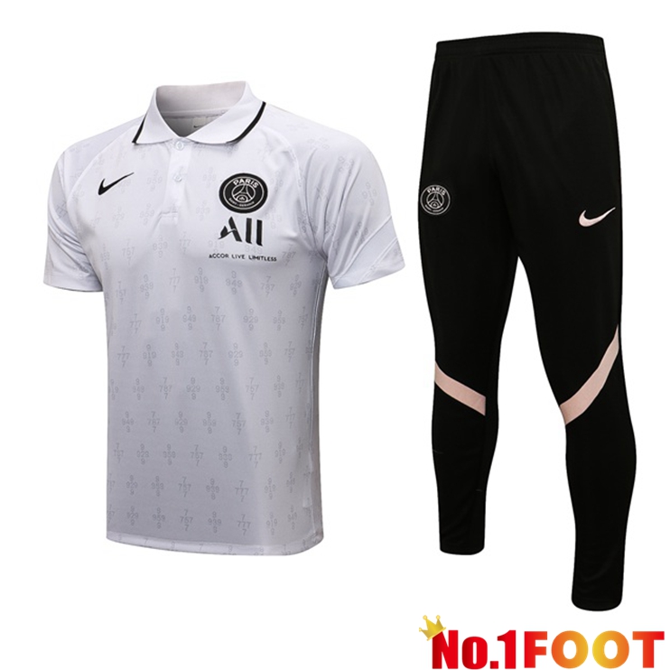 Paris PSG Polo Shirt + Pants White 2021/2022