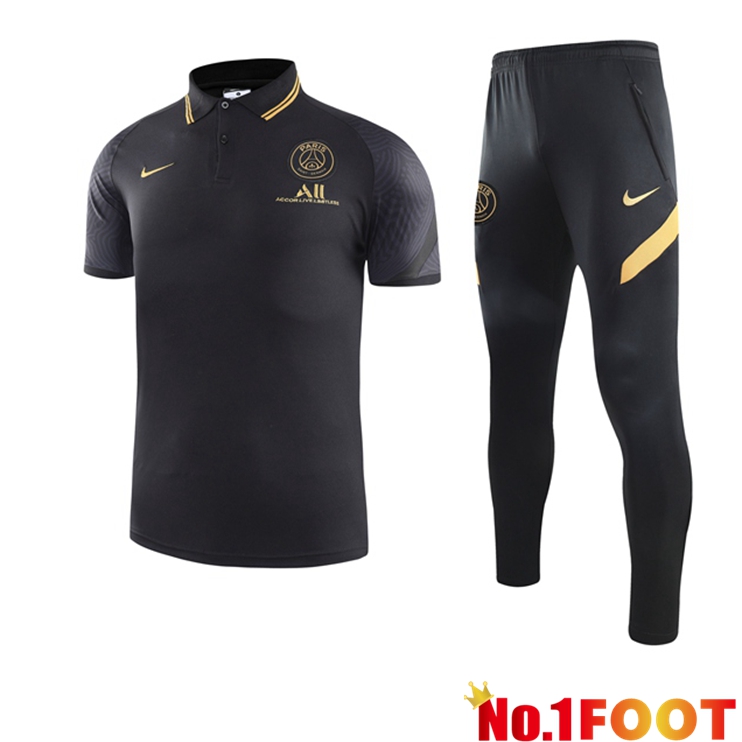 Paris PSG Polo Shirt + Pants Black 2021/2022