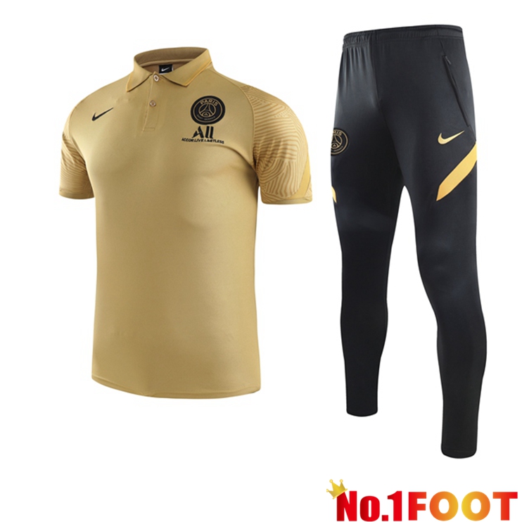 Paris PSG Polo Shirt + Pants Yellow 2021/2022