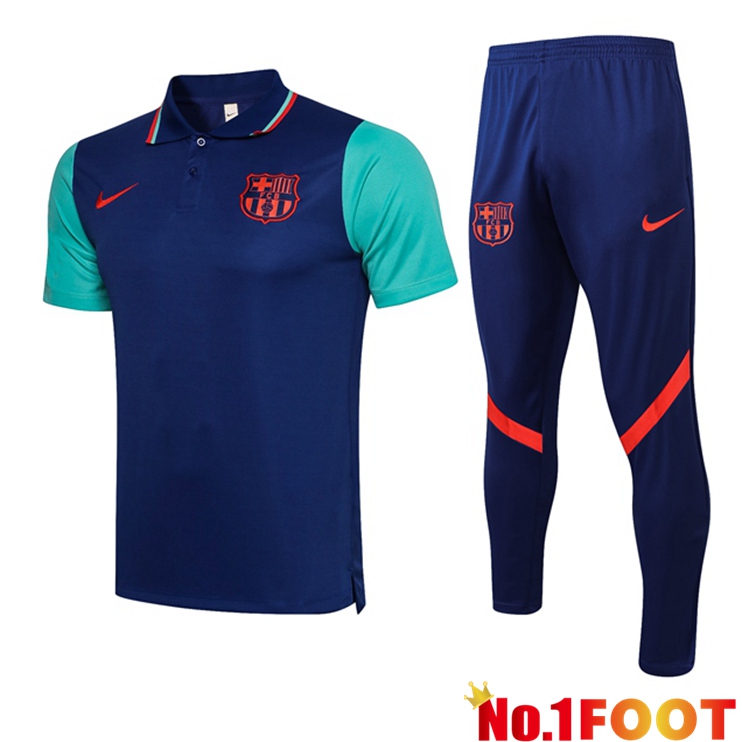 FC Barcelona Polo Shirt + Pants Blue 2021/2022 - Click Image to Close