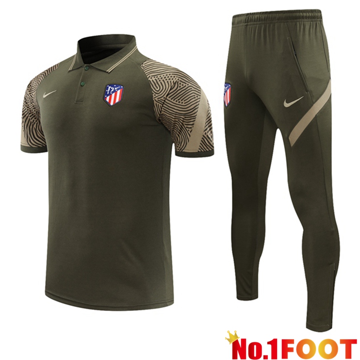 Atletico Madrid Polo Shirt + Pants Dark Green 2021/2022 - Click Image to Close