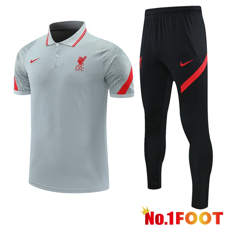 FC Liverpool Polo Shirt + Pants Grey 2021/2022