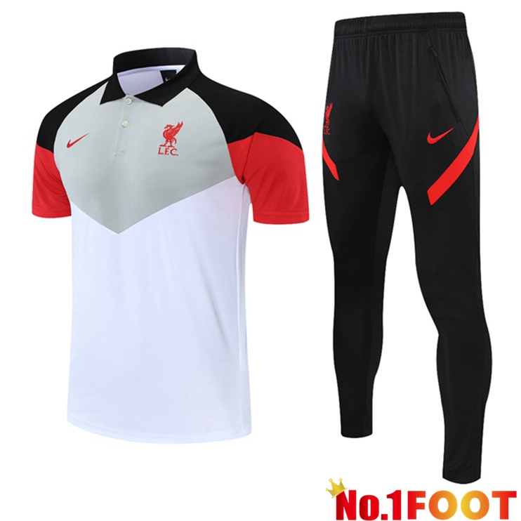 FC Liverpool Polo Shirt + Pants White Grey Red 2021/2022