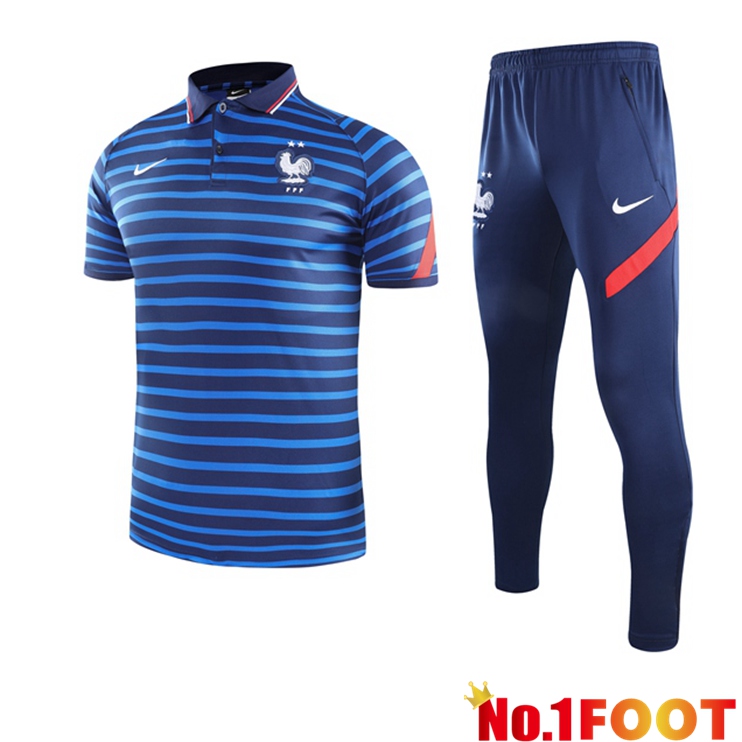 France Polo Shirt + Pants Blue 2021/2022