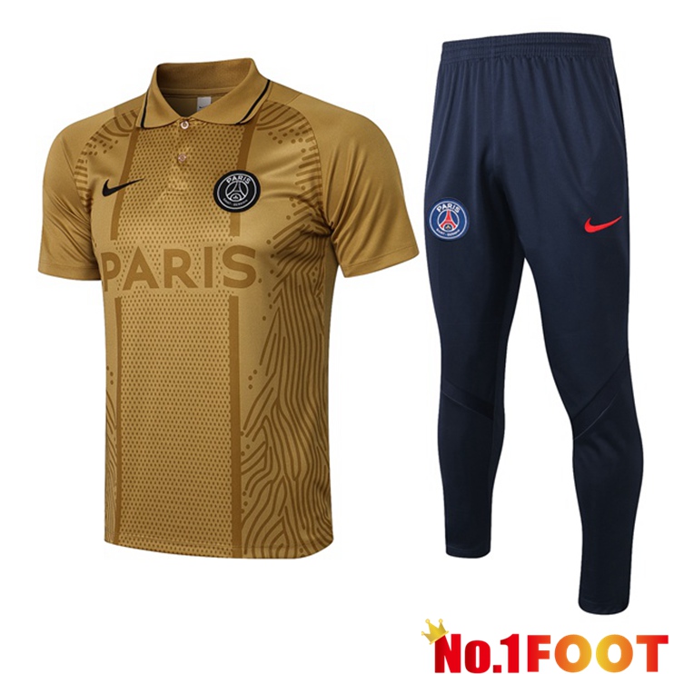 Paris PSG Polo Shirt + Pants Yellow 2021/2022