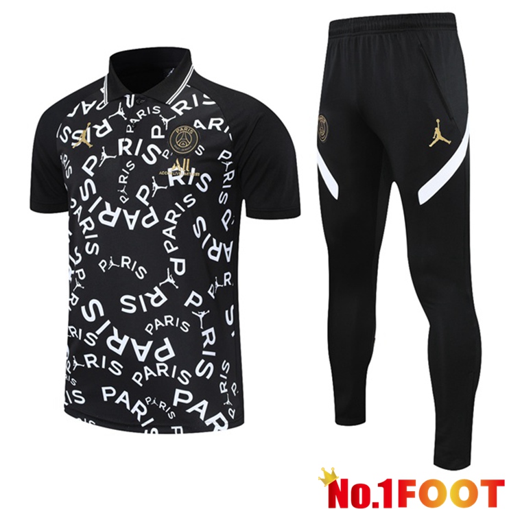 Paris PSG Polo Shirt + Pants Black White 2021/2022