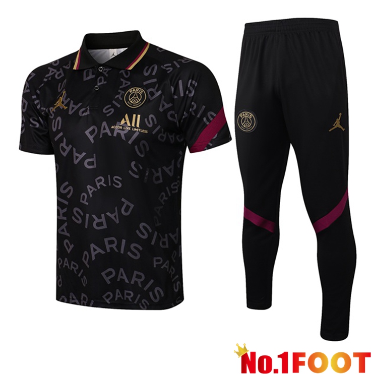 Paris PSG Polo Shirt + Pants Black 2021/2022