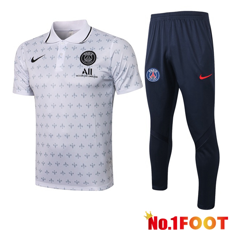 Paris PSG Polo Shirt + Pants White 2021/2022