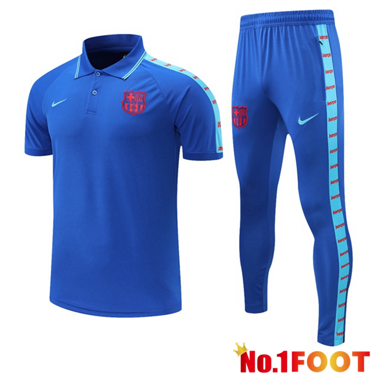 FC Barcelona Polo Shirt + Pants Blue 2021/2022