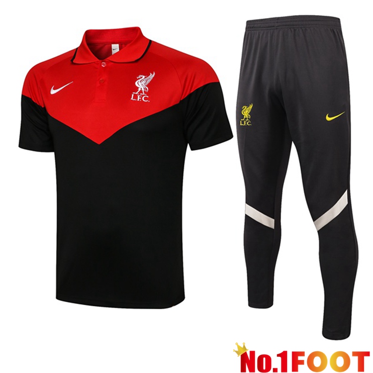 FC Liverpool Polo Shirt + Pants Black Red 2021/2022