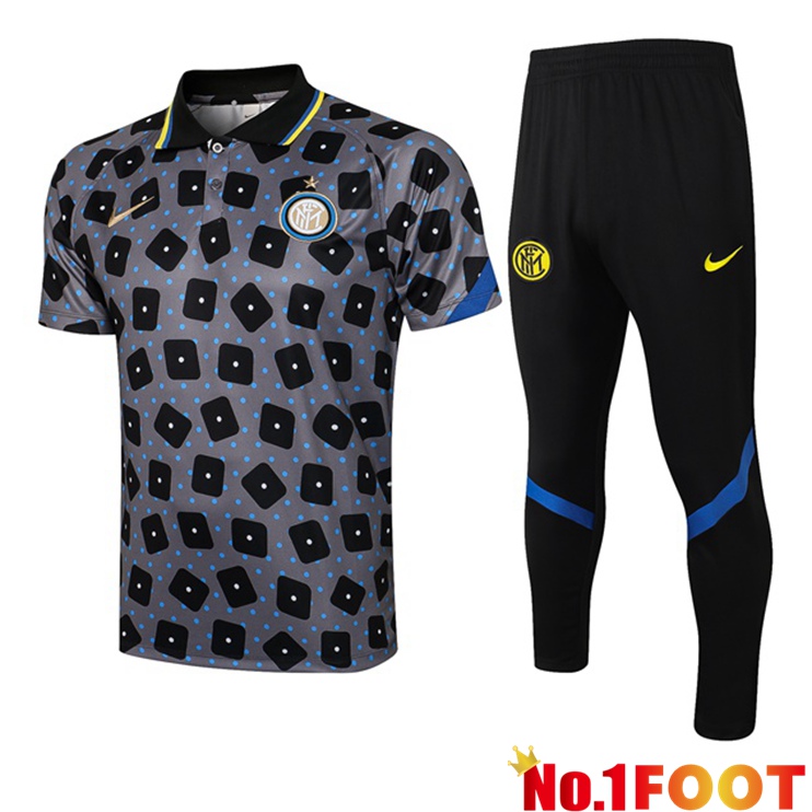 Inter Milan Polo Shirt + Pants Grey Black 2021/2022