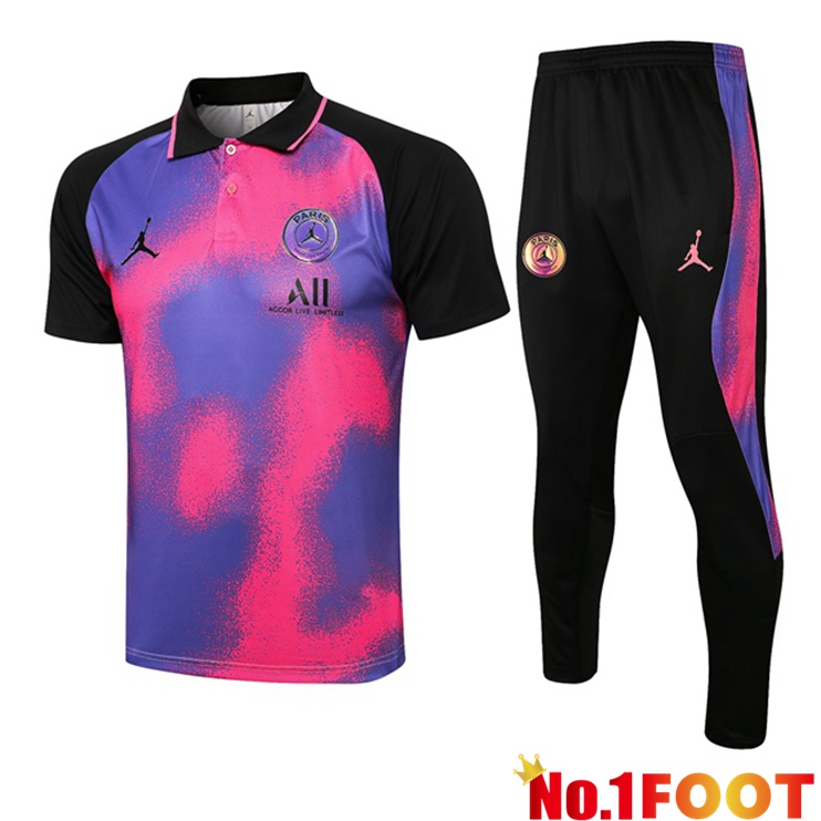 Paris PSG Polo Shirt + Pants Purple Black 2021/2022