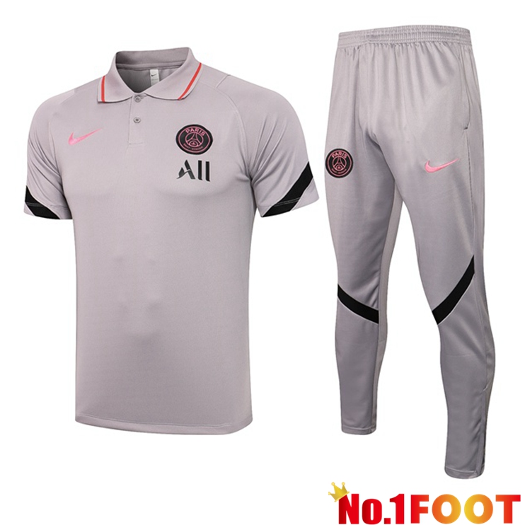 Paris PSG Polo Shirt + Pants Grey 2021/2022