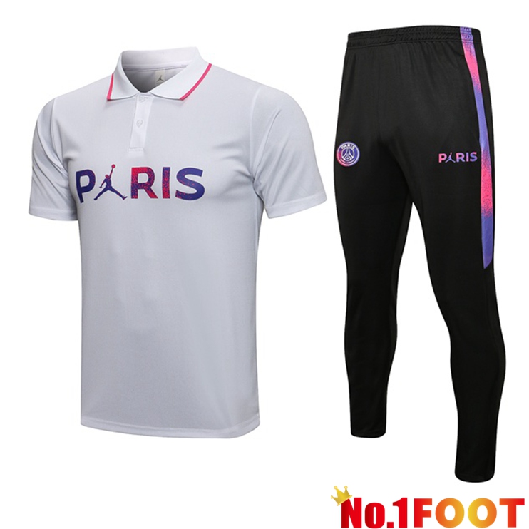 Paris PSG Polo Shirt + Pants White 2021/2022