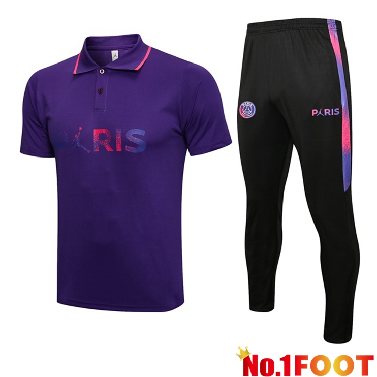 Paris PSG Polo Shirt + Pants Purple 2021/2022