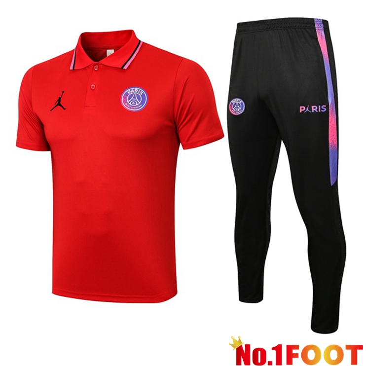 Paris PSG Polo Shirt + Pants Red 2021/2022