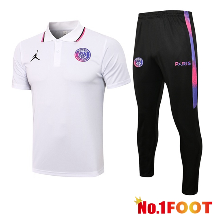 Paris PSG Polo Shirt + Pants White 2021/2022