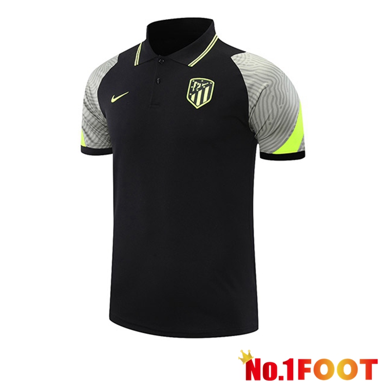 Atletico Madrid Polo Shirt Black Grey 2021/2022 - Click Image to Close