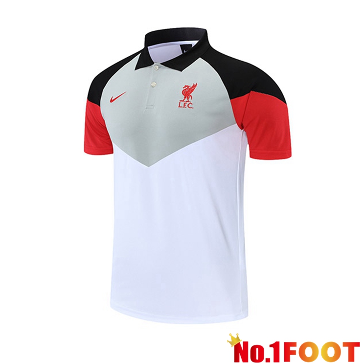 FC Liverpool Polo Shirt White Grey Red 2021/2022