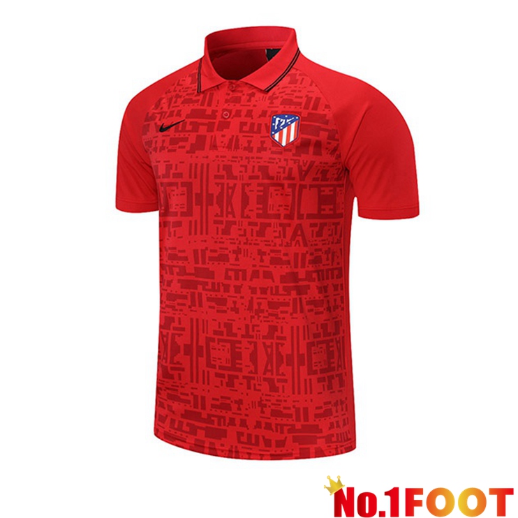 Atletico Madrid Polo Shirt Red 2021/2022 - Click Image to Close