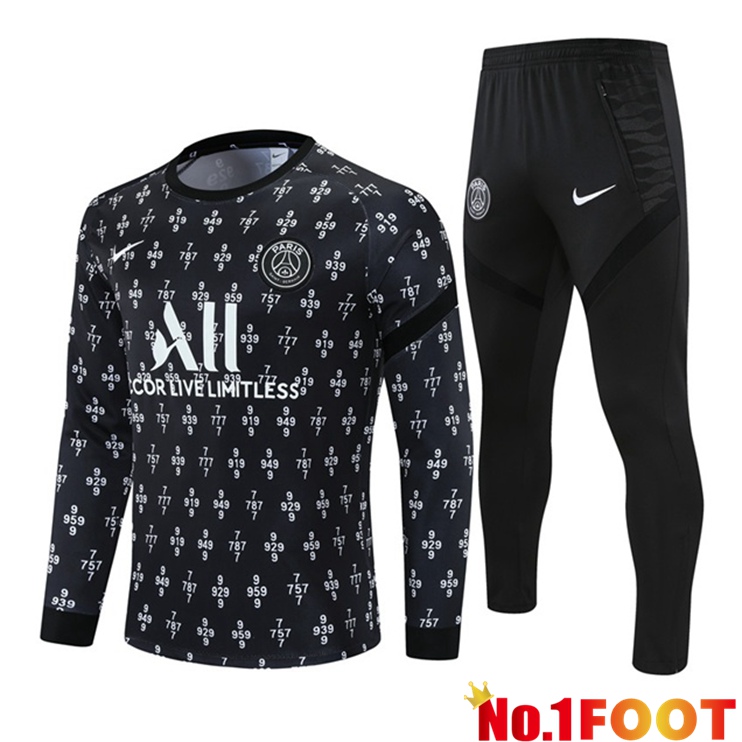 Paris PSG Training Tracksuit Black White 2021/2022