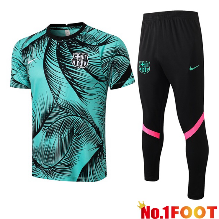 FC Barcelona Training T Shirt + Pants Green 2021/2022