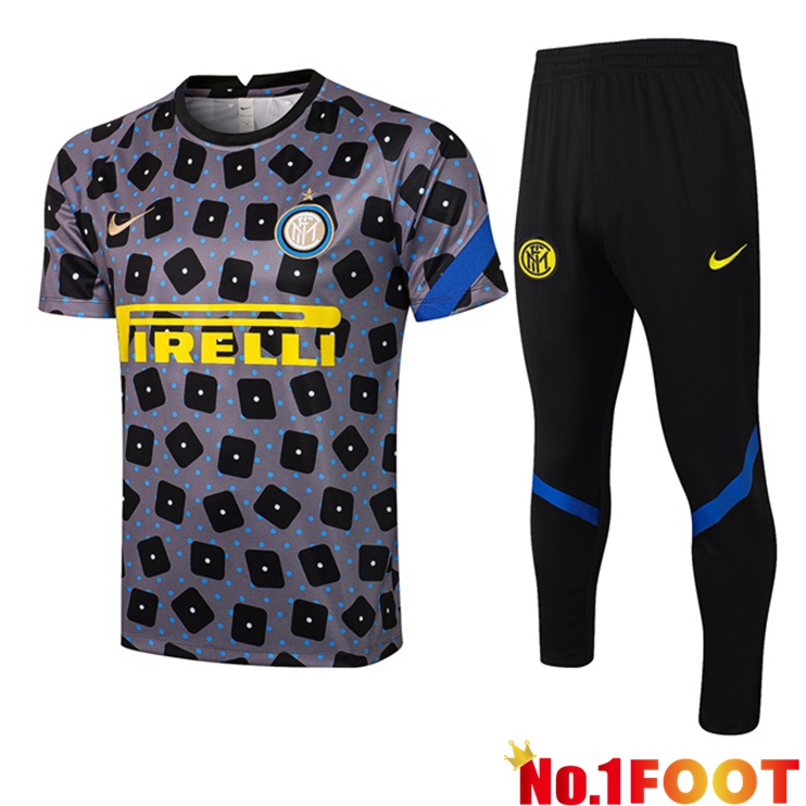 Inter Milan Training T Shirt + Pants Grey Black 2021/2022