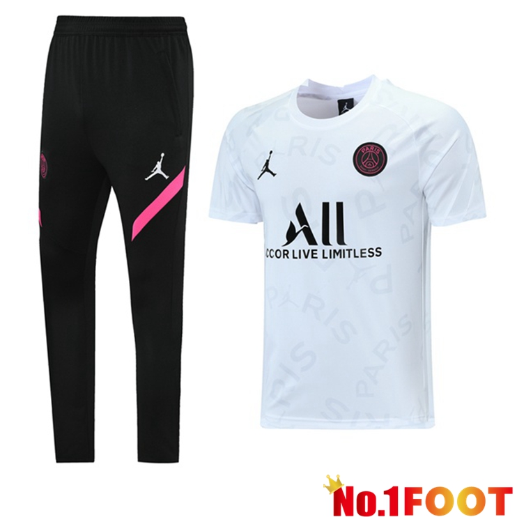 Paris PSG Jordan Training T Shirt + Pants White 2021/2022