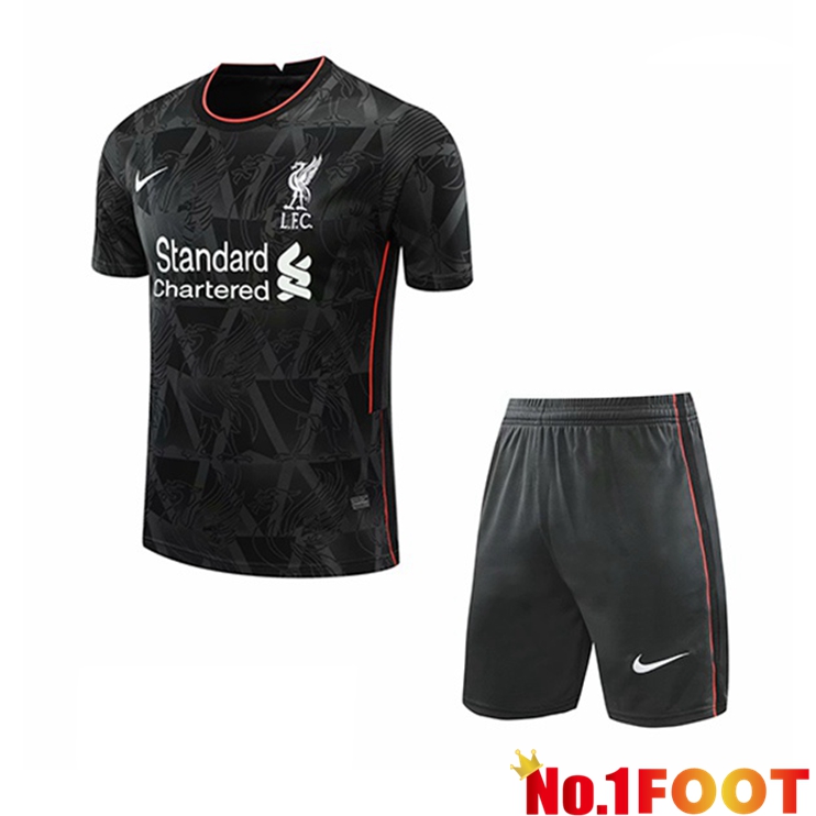 FC Liverpool Training T Shirt + Shorts Black 2021/2022