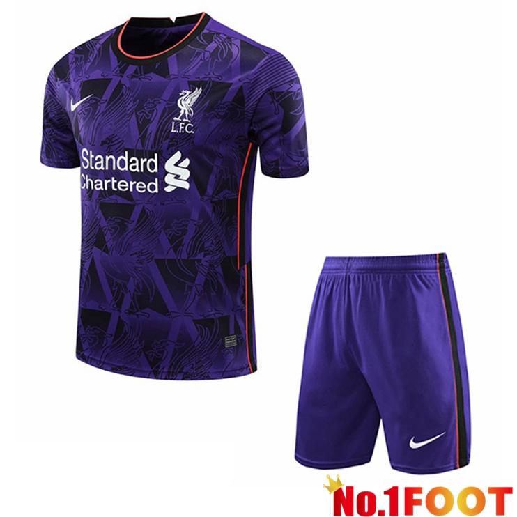 FC Liverpool Training T Shirt + Shorts Purple 2021/2022