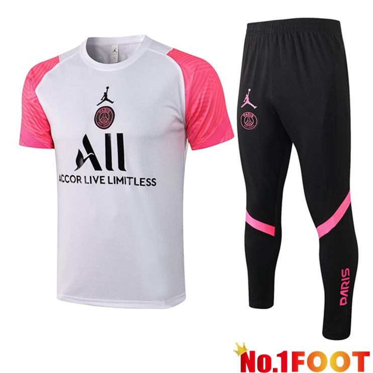 Paris PSG Jordan Training T Shirt + Pants White Rose 2021/2022