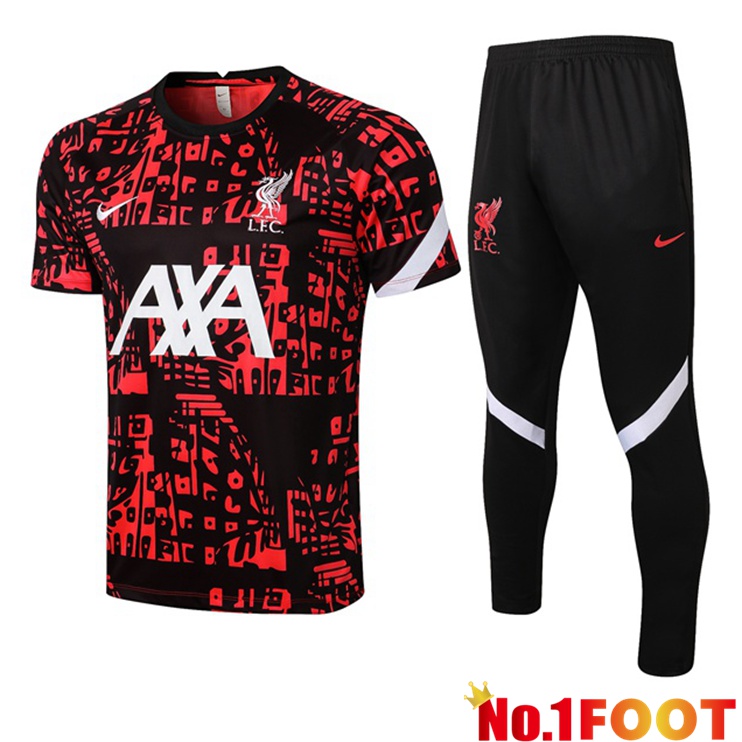 FC Liverpool Training T Shirt + Pants Red Black 2021/2022