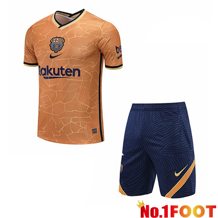 FC Barcelona Training T Shirt + Shorts Yellow 2021/2022