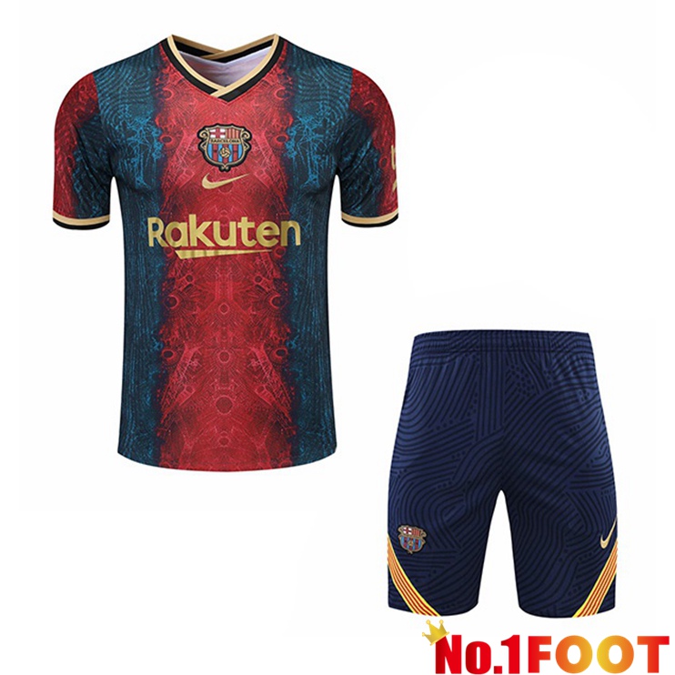 FC Barcelona Training T Shirt + Shorts Blue 2021/2022