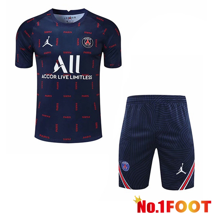 Paris PSG Training T Shirt + Shorts Blue 2021/2022