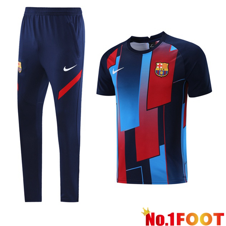 FC Barcelona Training T Shirt + Pants Blue Red 2021/2022