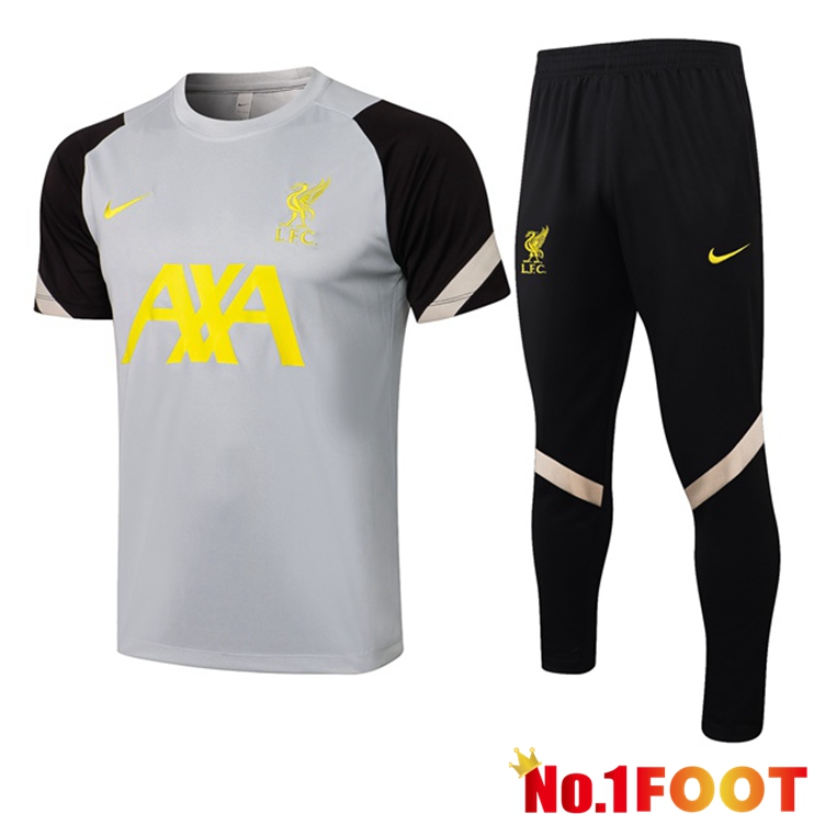 FC Liverpool Training T Shirt + Pants Grey Black 2021/2022