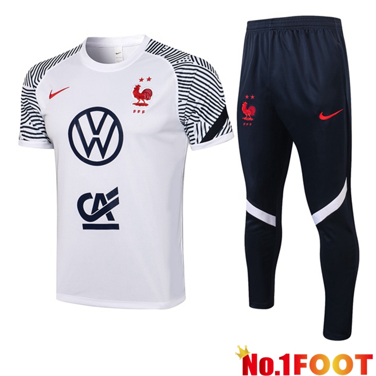 France Training T Shirt + Pants White 2021/2022