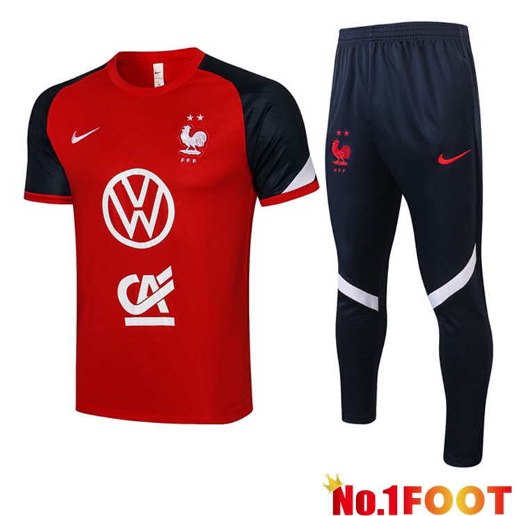 France Training T Shirt + Pants Red 2021/2022