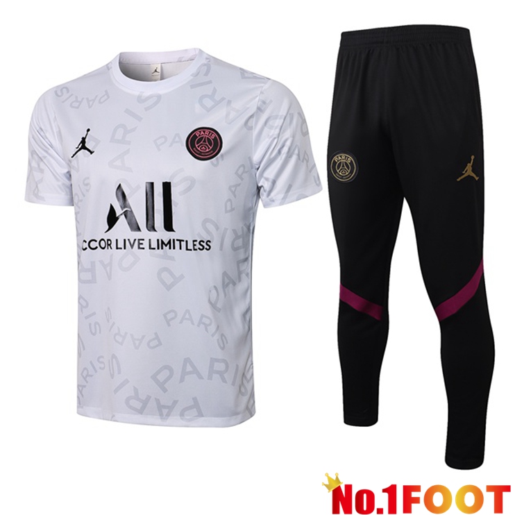 Paris PSG Jordan Training T Shirt + Pants White 2021/2022